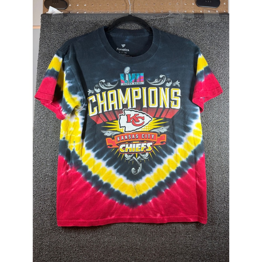 Fanatics T-Shirt Mens Small Black Tie Dye Kansas City Chiefs Super Bowl LVII 57